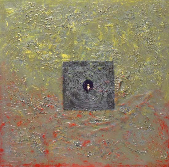 Blu-Rosso-Oro 24 Tecnica mista su tavola  60x60