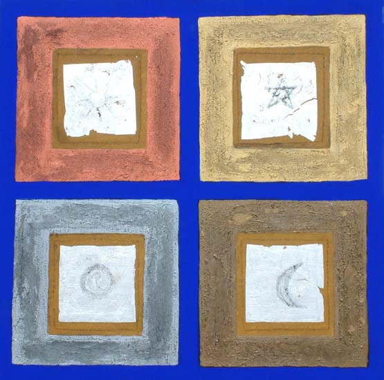 Blu-Rosso-Oro 11  Tecnica mista su Tela  80x80