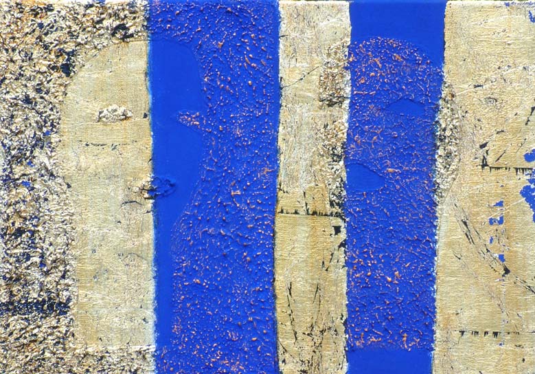 Blu-Rosso-Oro 9  Tecnica mista su Tela  35x50