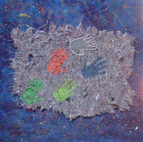 Blu-Rosso-Oro 22 Tecnica mista su Tela  100x100