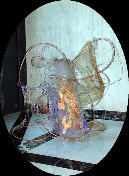 Installazione 9 Rame, rete metallica e cartapesta 120x120x70