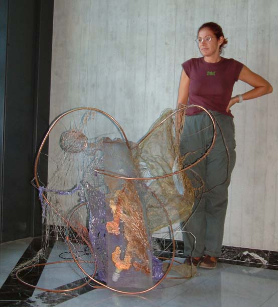 Installazione 8 Rame, rete metallica e cartapesta con Lucia 120x120x70