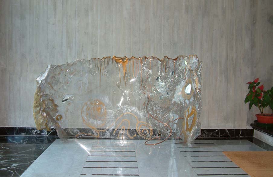 Installazione 3 Plexiglas,specchi e rame  100x170x60