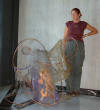 Installazione 6 Rame, rete metallica e cartapesta con Lucia 120x120x70